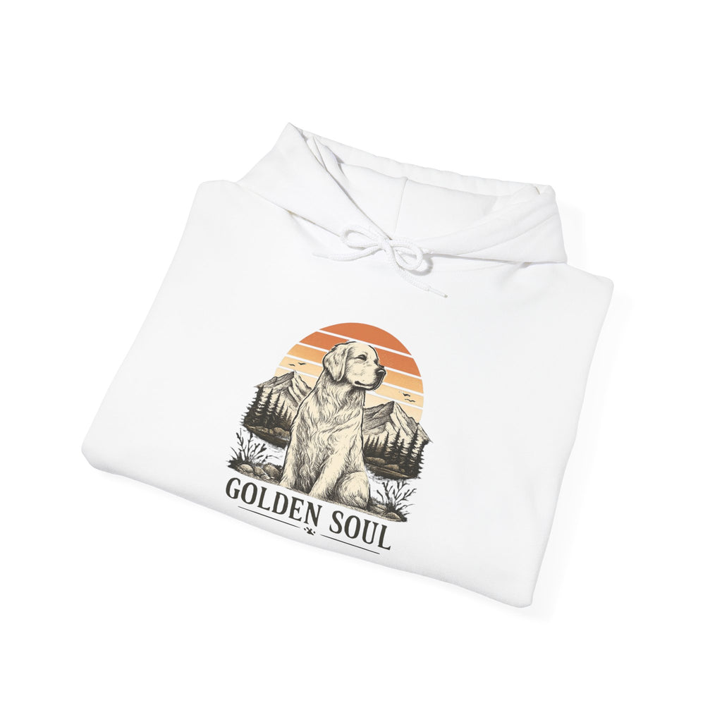 Golden Retriever Hoodie - Vintage Sunset Paw Print Graphic Sweatshirt