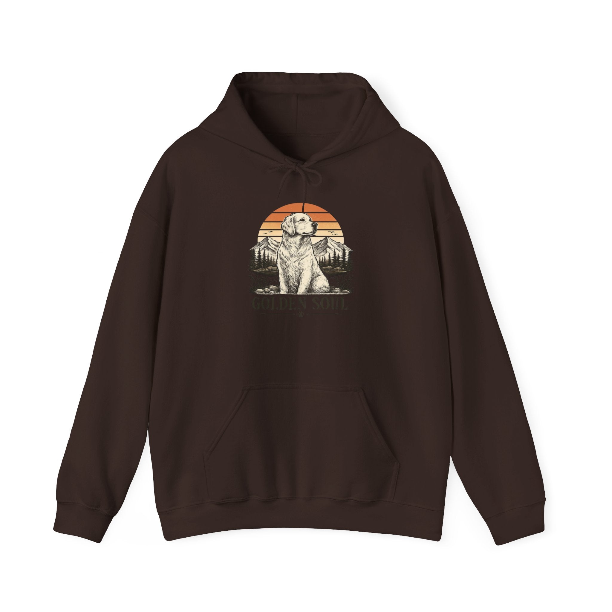 Golden Retriever Hoodie - Vintage Sunset Paw Print Graphic Sweatshirt