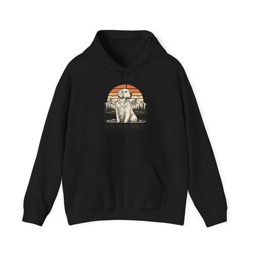 Golden Retriever Hoodie - Vintage Sunset Paw Print Graphic Sweatshirt