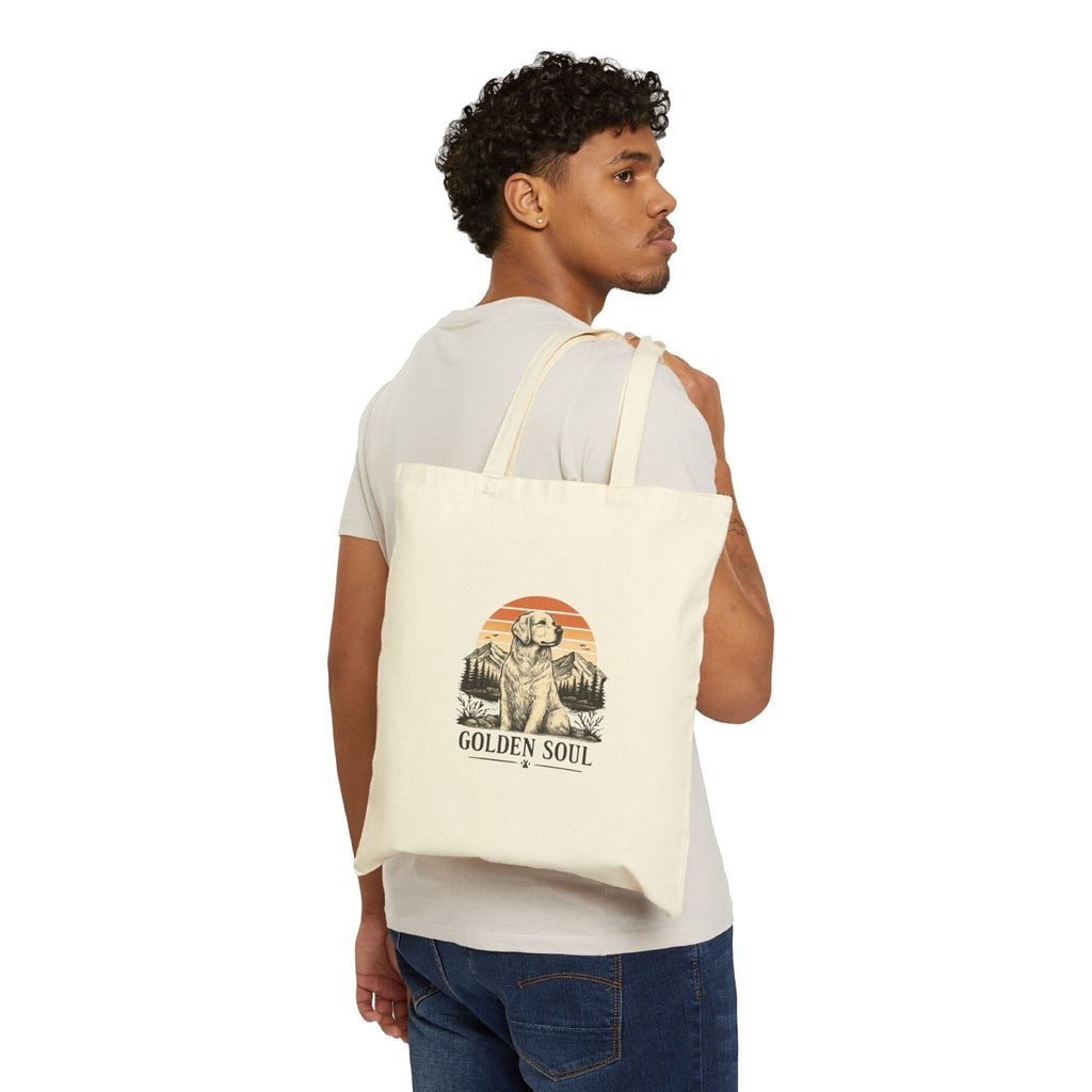 Tote — 'Golden Soul' Retro Sunset Dog Canvas Tote Bag