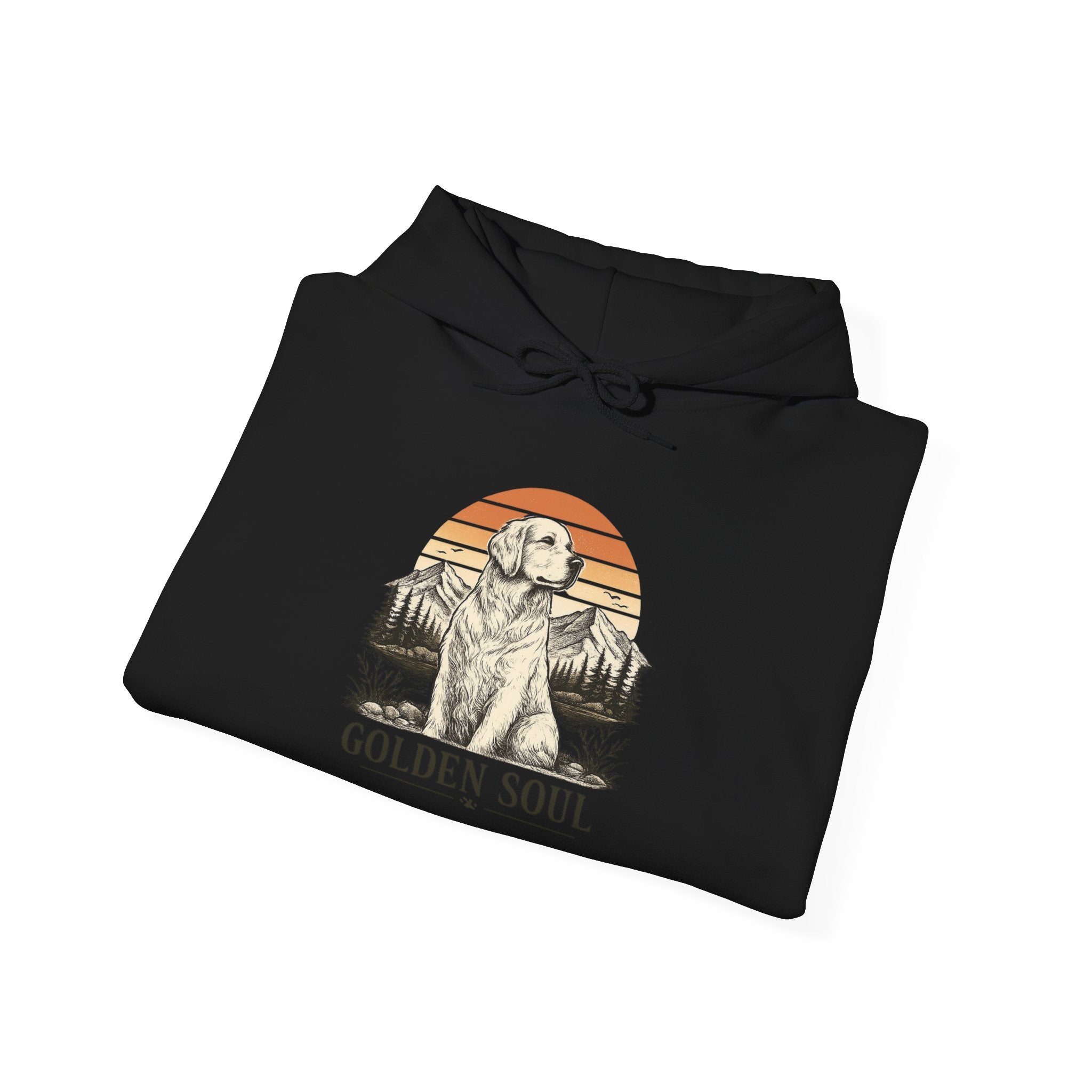 Golden Retriever Hoodie - Vintage Sunset Paw Print Graphic Sweatshirt