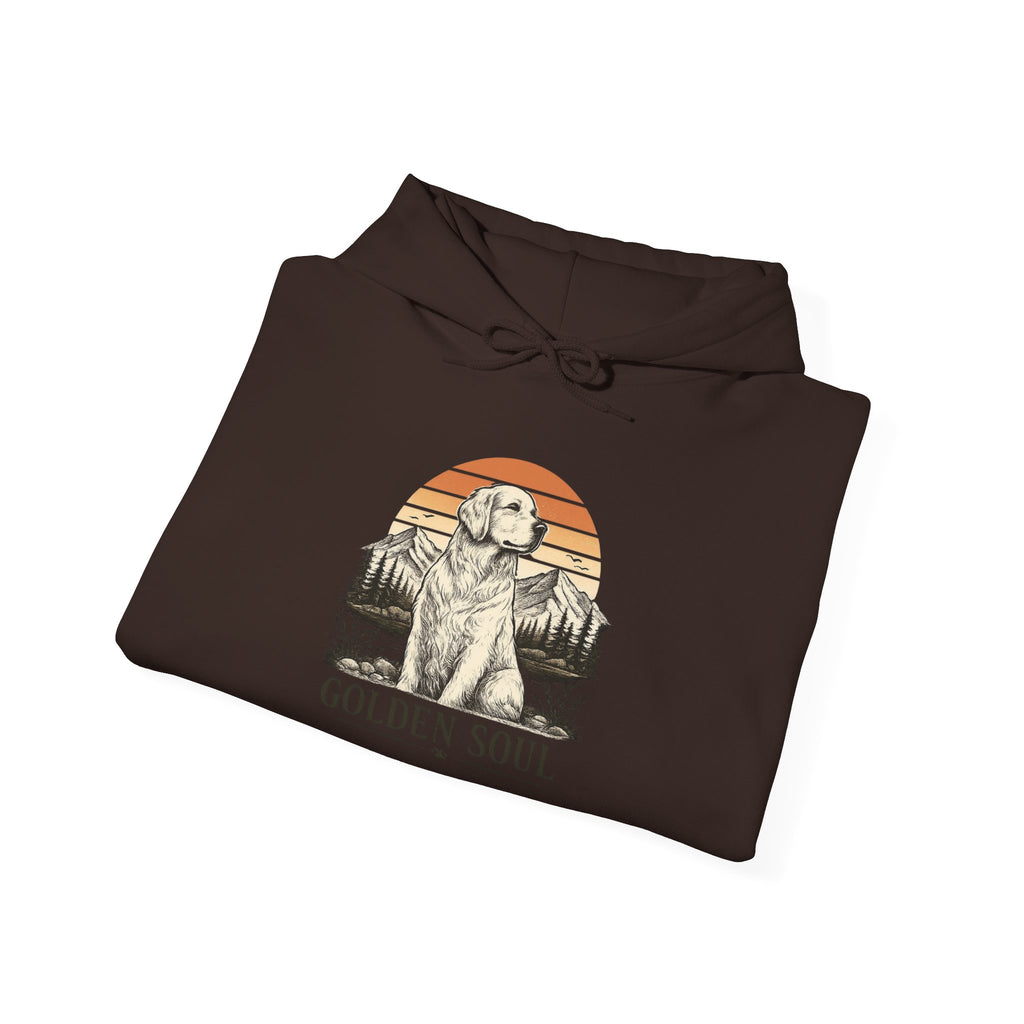 Golden Retriever Hoodie - Vintage Sunset Paw Print Graphic Sweatshirt
