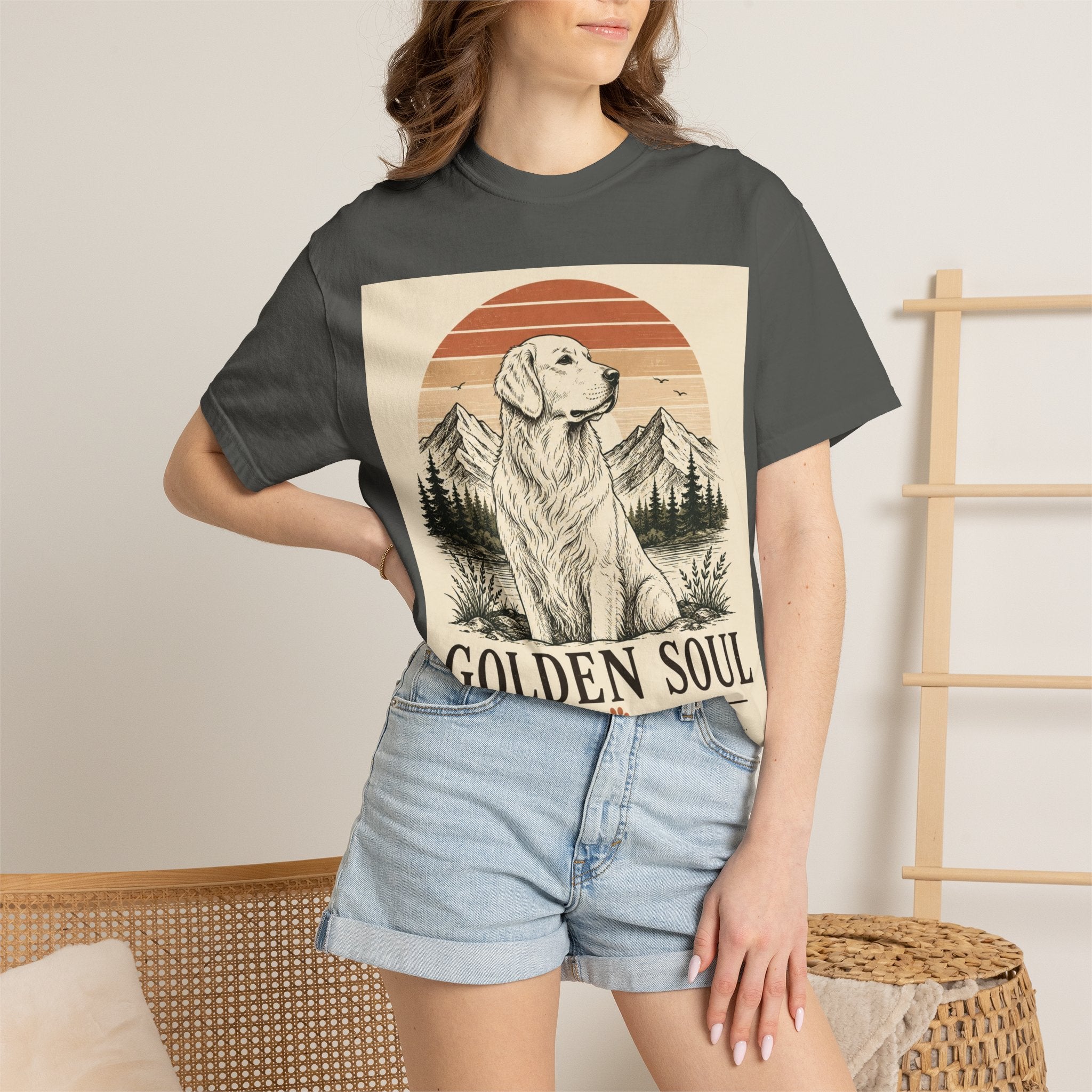 Golden Soul Golden Retriever T-Shirt — Retro Mountain Dog Tee