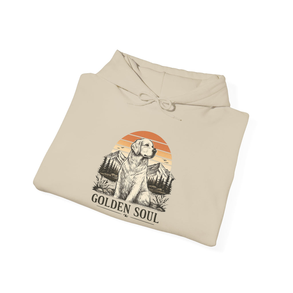 Golden Retriever Hoodie - Vintage Sunset Paw Print Graphic Sweatshirt