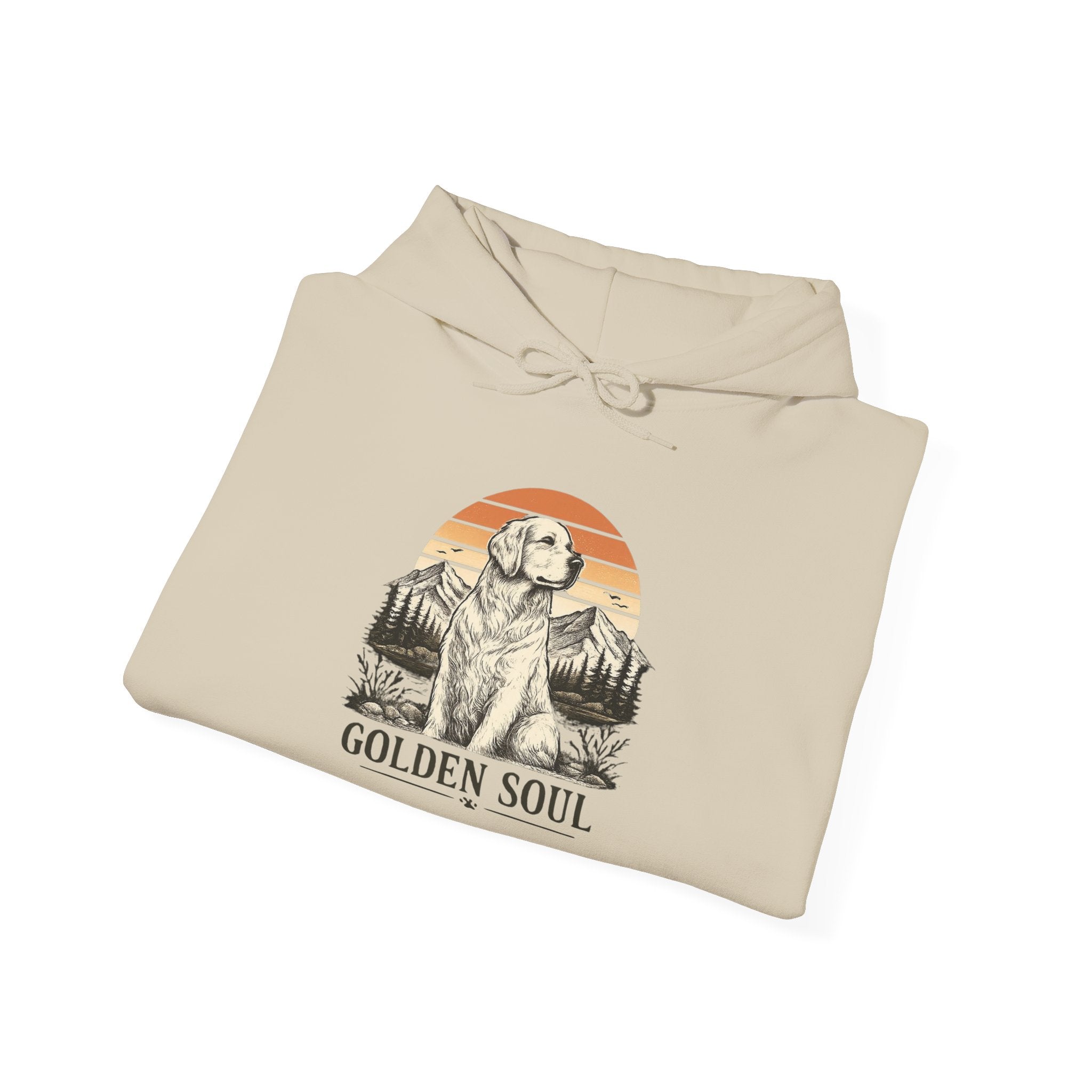 Golden Retriever Hoodie - Vintage Sunset Paw Print Graphic Sweatshirt