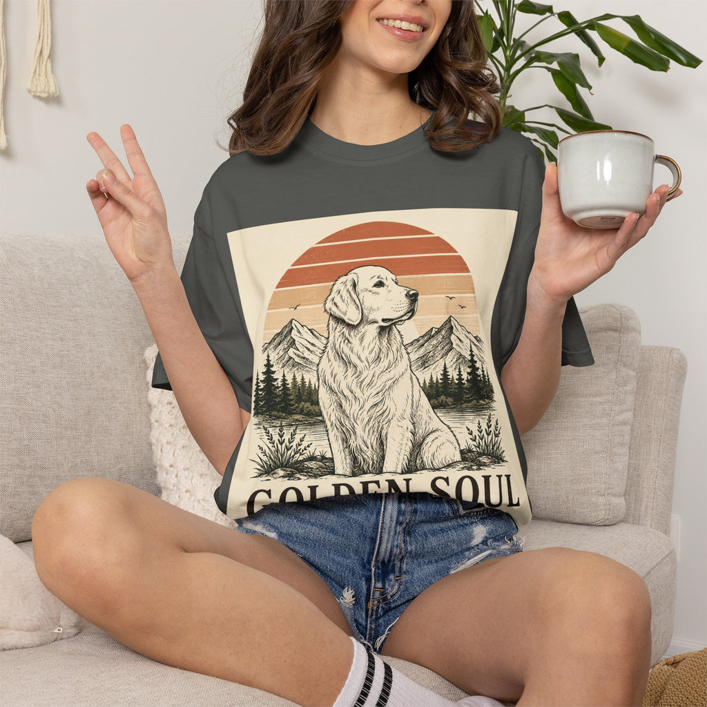 Golden Soul Golden Retriever T-Shirt — Retro Mountain Dog Tee